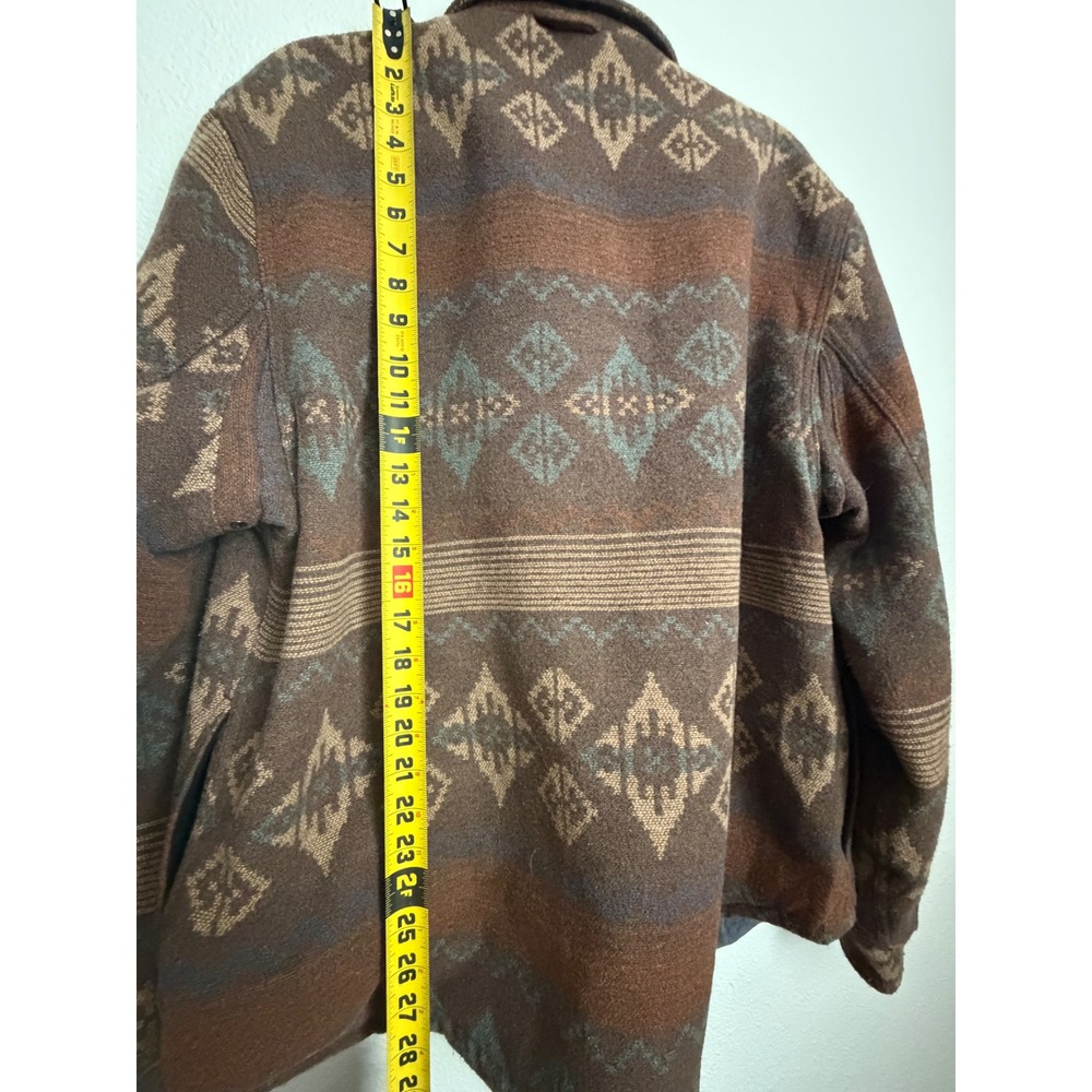 Jachs New York Mens Wool Blend Southwestern Shirt Jacket Brown Geometric Large - Picture 10 of 10